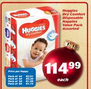 Huggies Dry Comfort Disposable Nappies Value Pack-Each