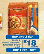 Fatti’s & Moni’s Macaroni/Spaghetti-2x500g Each