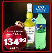 Black & White Scotch Whisky 750ml With Free Sprite Soft Drink 2Ltr