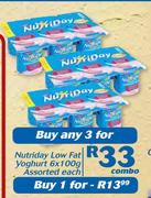 Nutriday Low Fat Yoghurt-3x6x100g Combo