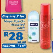Nivea Roll On-2x50ml Each
