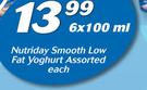 Nutriday Smooth Low Fat Yoghurt Assorted-6 x 100ml Each