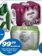 Smirnoff Spirit Berry/Pine Twist Cooler-6 x 440ml Each