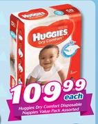 Huggies Dry Comfort Disposable Nappies Value Pack Assorted-Each