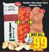 Potatoes 10kg, Onions 7kg & Butternut 7kg-Per Combo