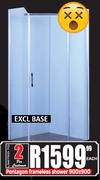 Pentagon Frameless Shower 900x900 Excluding Base