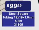 Steel Square Tubing 19 x 19 x 1.6mm 5.8m