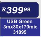 USB Green 3m x 30 x 170 Mic