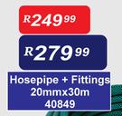 Hosepipe + Fittings 20mm x 30m
