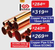 Econo Copper Pipe 5.5m 15mm