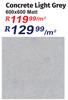 Concrete Light Grey Matt 600 x 600-Per Sqm