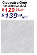 Cleopatra Grey Polished Tiles 600 x 600-Per Sqm