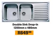 Double Sink Drop In 1200mm x 480mm