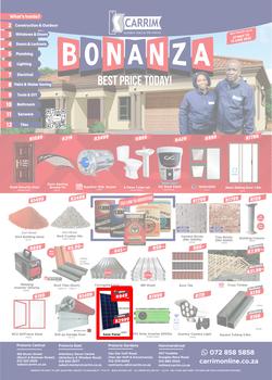 K Carrim Builders Mecca : Bonanza Best Price Today (27 May - 13 June 2022), page 1