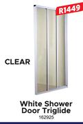 White Shower Door Triglide Clear