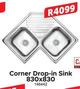 Corner Drop In Sink 830 x 830