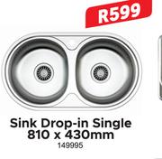 Sink Drop In Single 810 x 430mm