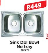 Sink Dbl Bowl No Tray