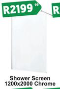 Shower Screen (Chrome) 1200 x 2000