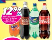 Fanta/Iron Brew/ Sprite/Coca-Cola Soft Drink Assorted-2Ltr Each