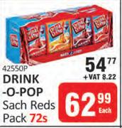 Drink O Pop Sach Reds Pack-72s Each
