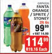 Fanta Orange/Sprite/Stoney-6 x 2L