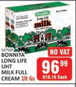 Bonnita Long Life UHT Milk Full Cream-6 x 1L