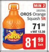 Oros Orange Squash-5L Each