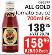 All Gold Tomato Sauce-6 x 700ml