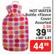 Hot Water Bottle + Fleece Cover Assorted-1.5L