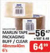 Marlin Tape Packaging Buff/Clear-6 x 48mm x 40m