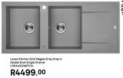 Laveo Kitchen Sink Megalo Grey Drop In Double Bowl With Single Drainer