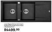 Laveo Megalo Kitchen Sink Drop In Double Bowl With Single Drainer (Black)