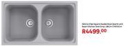 Delinia Elba Square Double Bowl Quartz And Resin Kitchen Sink (Grey)