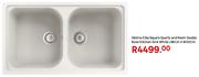 Delinia Elba Square Quartz And Resin Double Bowl Kitchen Sink (White)