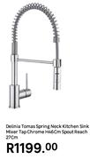 Delinia Tomas Spring Neck Kitchen Sink Mixer Tap Chrome H46cm Spout Reach 27cm
