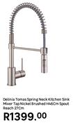 Delinia Tomas Spring Neck Kitchen Sink Mixer Tap Nickel Brushed H46cm Spout Reach 27cm