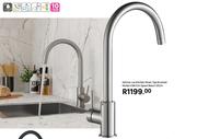 Delinia Loa Kitchen Mixer tap Brushed Nickel H36.1cm Spout Reach 25cm