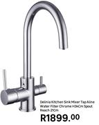 Delinia Kitchen Sink Mixer Tap Aline Water Filter Chrome H34cm Spout Reach 21cm