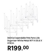 Delinia Expandable Pots Pans Lids Organiser White Metal