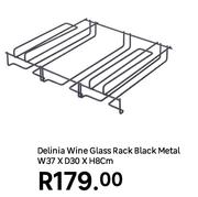 Delinia Wine Glass Rack Black Metal W37 x D30 x H8cm