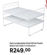 Delinia Adjustable Shelf White Plastic W25.2 40 x D25.7 x H25.6cm