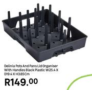 Delinia Pots & Pans Lid Organiser With Handles Black Plastic W25.4 x D19.4 x H3.85cm
