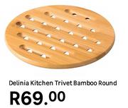 Delinia Kitchen Trivet Bamboo Round