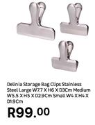Delinia Storage Bag Clips Stainless Steel