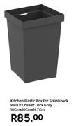 Kitchen Plastic Box For Splashback Rail Or Drawer Dark Grey 10cm x 10cm x 14.7cm
