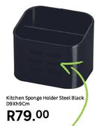 Kitchen Sponge Holder Steel Black D9 x h9cm