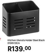 Kitchen Utensils Holder Steel Black D13 x h13cm