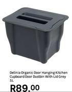 Delinia Organic Door Hanging Kitchen Cupboard Door Distbin With Lid Grey 5L