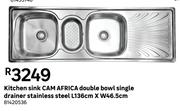 Kitchen Sink CAM AFRICA DOuble Bowl Single Drainer Stainless Steel 81420536-L136cm X W46.5cm 